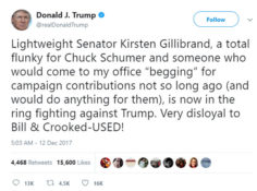 Donald Trump tweets that Senator Gildabrand will fk him for money