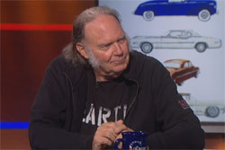 Neil Young talks cars with Stephen Colbert