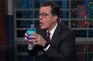 Stephen Colbert, like Marco Rubio and Donald Trump needs water