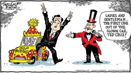 Ted Cruz first out of the GOP clown car