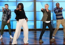Michelle Obama, Ellen DeGeneres Dance to 'Uptown Funk' #GimmeFive campaign