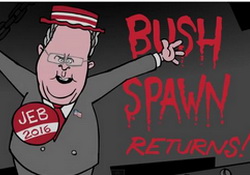 Bush Spawn  Returns!  A Jeb Bush  video cartoon by  Mark Fiore