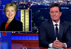 Stephen Colbert: Hillary Clinton hiding that she is growing too tall to be president
