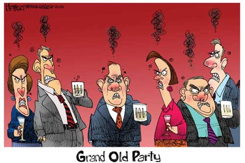 Grand Old Party angry at everyone! 