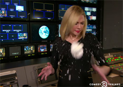 Daily Show, Climate Change Denier Senator Inhofe hits pregnant Desi Lydic with snowball