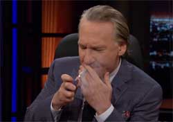 New Rules Bill Maher lights up a doobie live on HBO