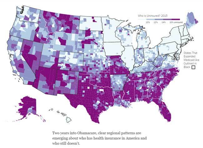 Map of who has no healthcare or much of anything else