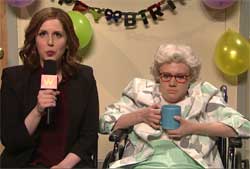 SNL Weekend Update, interview with nasty old lady, March 5 2016