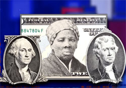 Harriet Tubman between two slave owners, Stephen Colbert