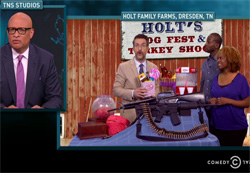 Nightly Show makes fool of Republcian Andy Hold AR 15 Giveway
