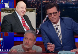 Jon Stewart joins Stephen Colbert with Fox News Firing of Roger Ailes for Sexual Harrassment