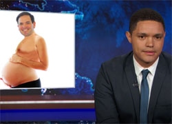 Daily Show, Republican moderate Marco Rubio, no abortions for Zika Mothers