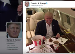 Stephen Colbert, Trump regular guy KFC delivered to his private 757 jet plane