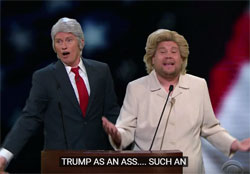 James Corden and Denis Leary as Bill & Hillary sing TRUMP IS AN ASS 