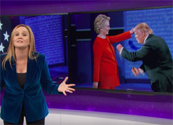 Trump sniffs the Microphone to debate victory! Full Frontal Sam Bee