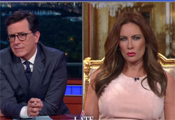 Stephen Colbert interview with Laura Benanti as Melania Trump 