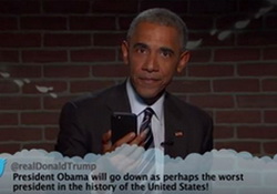 Must See - Obama's Sizzling Mic Drop Burn Destroys Donald Trump - #MeanTweets, Jimmy Kimmel 