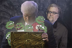 Samantha bee Alt-Right with Steve Bannon and Pepe