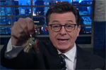 Stephen Colbert shakes his shinny keys to get Donny's attention