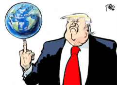 Trump holds the world with just one finger
