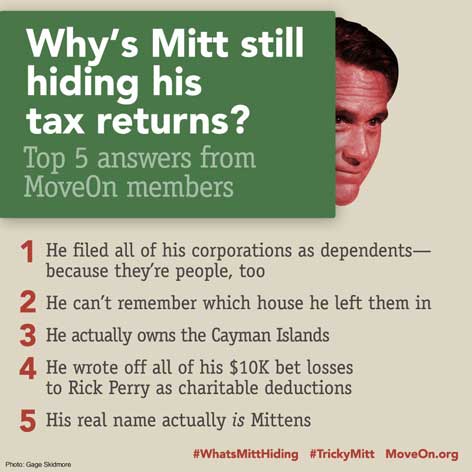 Mitt Romney 5 reasons no tax returns