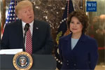 Elaine Chao stands next to Trump as he defends radical Right-wing Terrorism