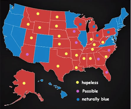 The map of how Democrats SHOULD win from here to eternity