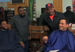 Jimmy Kimmel Visits Barbershop to Discuss Donald Sterling & V. Stiviano 