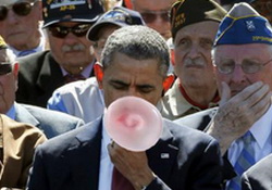 Obama Chewed GUM at D-Day Ceremony Teabaggers Scandalized!