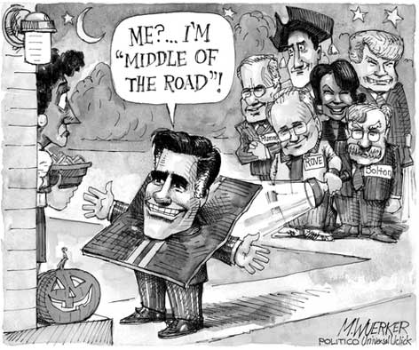 Romney Tirck or Trick wuerker cartoon